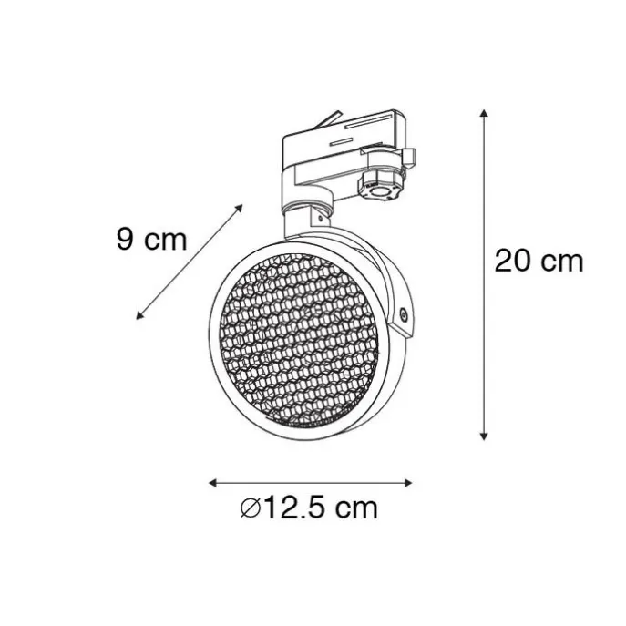 Schienenspot Schwarz für 3-Phasen Schiene GU10 111mm - 3-Phasen Master Honey