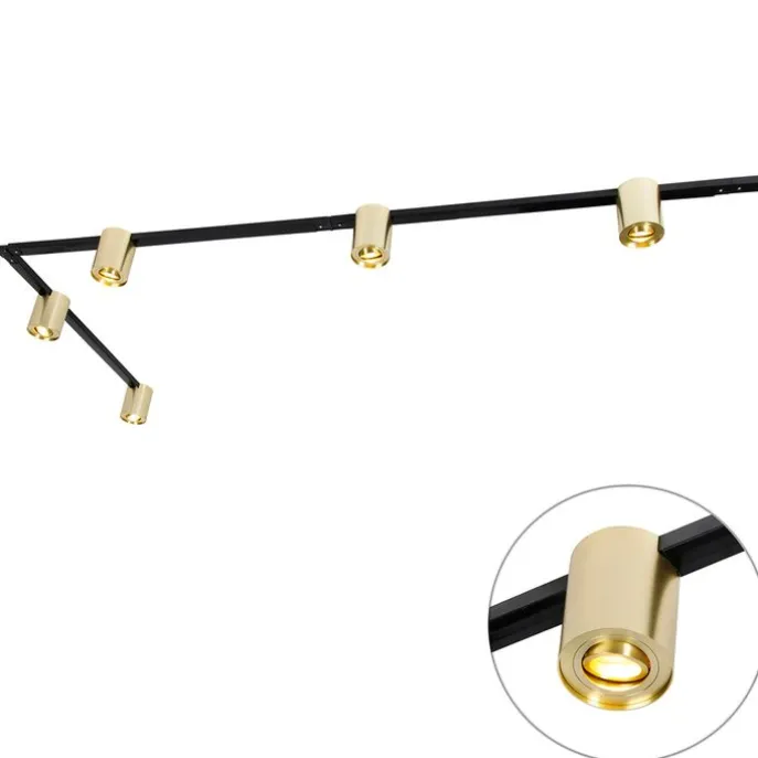 Schienensystem Gold und Schwarz mit 5 Spots 1-phasig - Rondoo Up