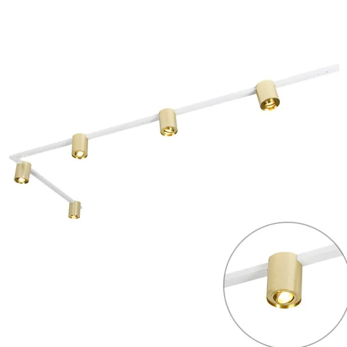 Schienensystem Gold und Weiß mit 5 Spots 1-phasig - Rondoo Up