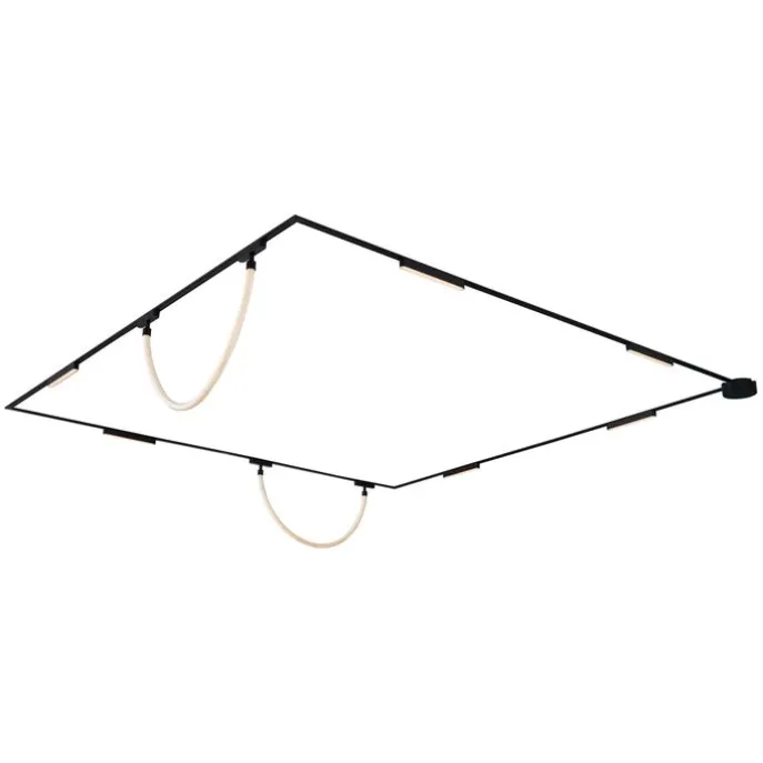 Schienensystem mit 6 Deckenleuchten und 2 Pendelleuchten Schwarz 1-phasig - Magnetic Marra Tautau