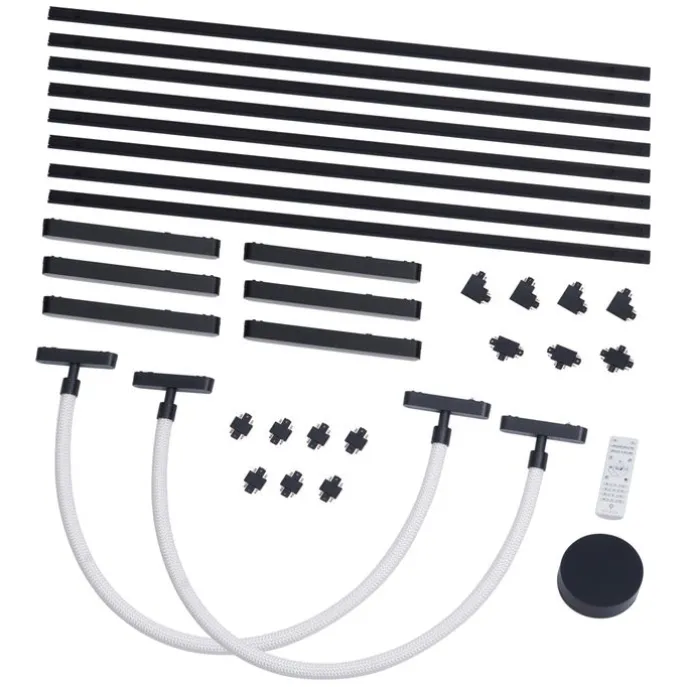 Schienensystem mit 6 Deckenleuchten und 2 Pendelleuchten Schwarz 1-phasig - Magnetic Marra Tautau