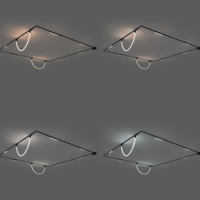 Schienensystem mit 6 Deckenleuchten und 2 Pendelleuchten Schwarz 1-phasig - Magnetic Marra Tautau