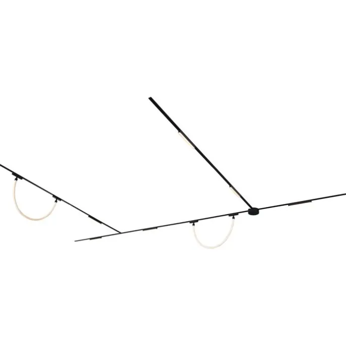 Schienensystem mit 6 Deckenleuchten und 2 Pendelleuchten Schwarz 1-phasig - Magnetic Marra Tautau