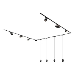 Schienensystem mit 10 Leuchten Schwarz 1-phasig - Magnetic Eggy Puk