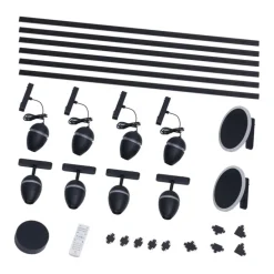 Schienensystem mit 10 Leuchten Schwarz 1-phasig - Magnetic Eggy Puk