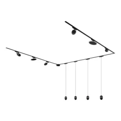 Schienensystem mit 10 Leuchten Schwarz 1-phasig - Magnetic Eggy Puk