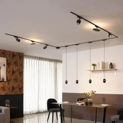 Schienensystem mit 10 Leuchten Schwarz 1-phasig - Magnetic Eggy Puk