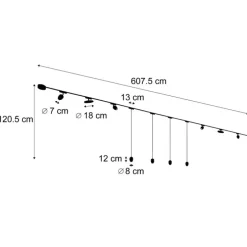 Schienensystem mit 10 Leuchten Schwarz 1-phasig - Magnetic Eggy Puk