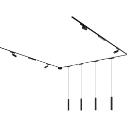 Schienensystem mit 10 schwarzen Leuchten 1-phasig - Magnetic Samson Cassie Marra
