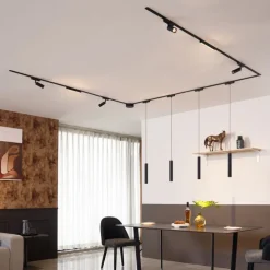 Schienensystem mit 10 schwarzen Leuchten 1-phasig - Magnetic Samson Cassie Marra