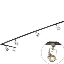 Schienensystem mit 5 Spots 1-phasig schwarz mit Stahl - Suplux