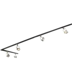 Schienensystem mit 5 Spots 1-phasig schwarz mit Stahl - Suplux