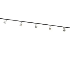Schienensystem mit 5 Spots 1-phasig schwarz mit Stahl - Suplux
