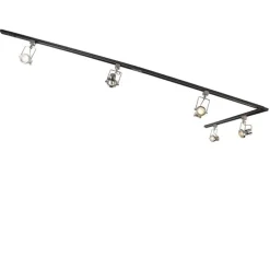 Schienensystem mit 5 Spots 1-phasig schwarz mit Stahl - Suplux