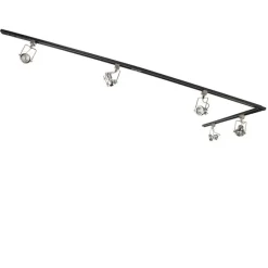 Schienensystem mit 5 Spots 1-phasig schwarz mit Stahl - Suplux