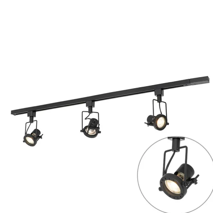 Schienensystem mit 3 Spots 1-phasig schwarz - Sulux