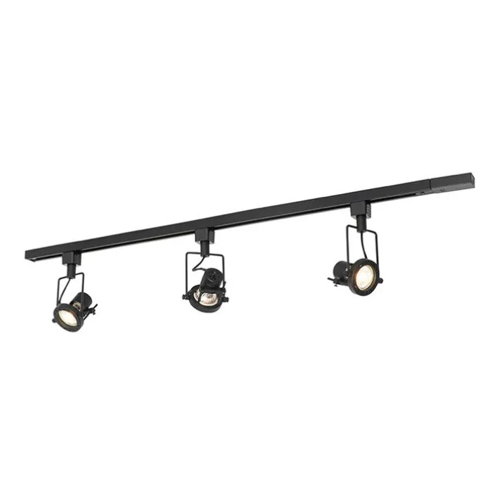 Schienensystem mit 3 Spots 1-phasig schwarz - Sulux