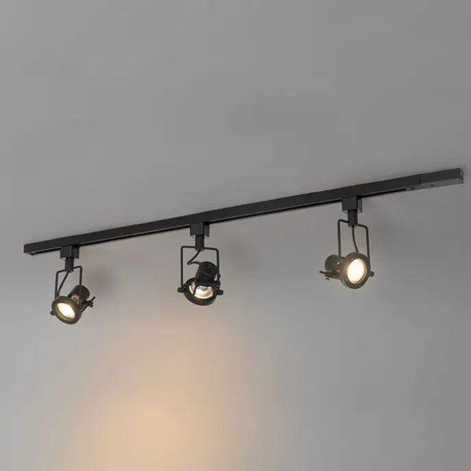 Schienensystem mit 3 Spots 1-phasig schwarz - Sulux