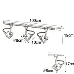 Schienensystem mit 3 Spots 1-phasig schwarz - Sulux