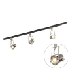 Schienensystem mit 3 Spots 1-phasig schwarz mit Stahl - Suplux