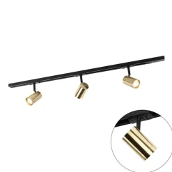 Schienensystem mit 3 Spots 1-phasig schwarz mit Gold - Jeana