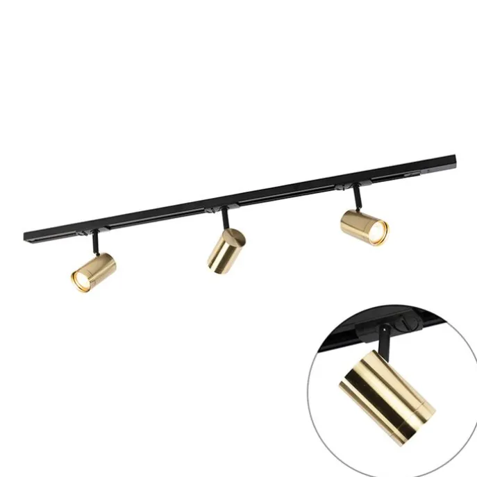 Schienensystem mit 3 Spots 1-phasig schwarz mit Gold - Jeana