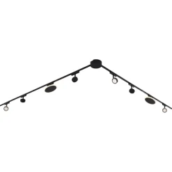 Schienensystem mit 6 Strahlern und 2 Deckenleuchten schwarz 1-phasig - Magnetic Lance Puk