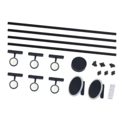 Schienensystem mit 6 Strahlern und 2 Deckenleuchten schwarz 1-phasig - Magnetic Lance Puk