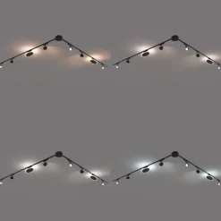 Schienensystem mit 6 Strahlern und 2 Deckenleuchten schwarz 1-phasig - Magnetic Lance Puk