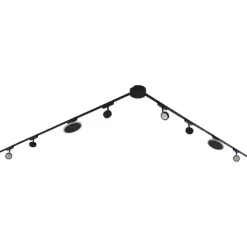 Schienensystem mit 6 Strahlern und 2 Deckenleuchten schwarz 1-phasig - Magnetic Lance Puk