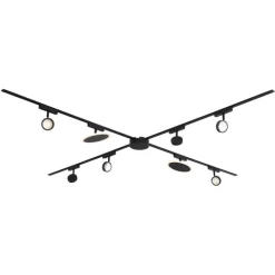Schienensystem mit 6 Strahlern und 2 Deckenleuchten schwarz 1-phasig - Magnetic Lance Puk