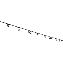 Schienensystem mit 6 Strahlern und 2 Deckenleuchten schwarz 1-phasig - Magnetic Lance Puk