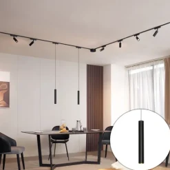 Schienensystem mit 6 Strahlern und 2 Pendelleuchten Schwarz 1-phasig - Magnetic Samson Cassie