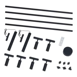 Schienensystem mit 6 Strahlern und 2 Pendelleuchten Schwarz 1-phasig - Magnetic Samson Cassie