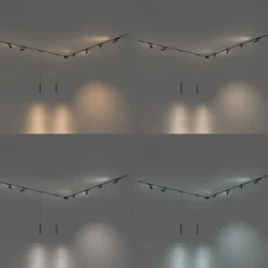 Schienensystem mit 6 Strahlern und 2 Pendelleuchten Schwarz 1-phasig - Magnetic Samson Cassie