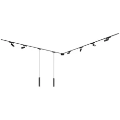 Schienensystem mit 6 Strahlern und 2 Pendelleuchten Schwarz 1-phasig - Magnetic Samson Cassie