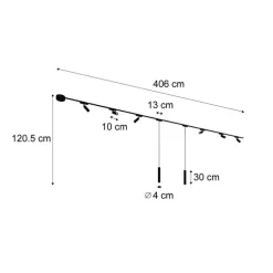 Schienensystem mit 6 Strahlern und 2 Pendelleuchten Schwarz 1-phasig - Magnetic Samson Cassie