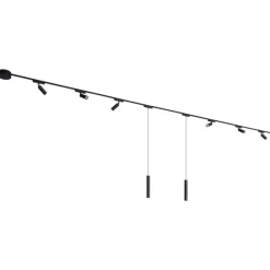 Schienensystem mit 6 Strahlern und 2 Pendelleuchten Schwarz 1-phasig - Magnetic Samson Cassie
