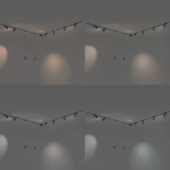 Schienensystem mit 6 Strahlern und 2 Pendelleuchten Schwarz 1-phasig - Magnetic Eggy