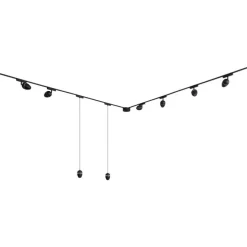 Schienensystem mit 6 Strahlern und 2 Pendelleuchten Schwarz 1-phasig - Magnetic Eggy