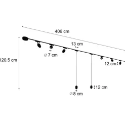 Schienensystem mit 6 Strahlern und 2 Pendelleuchten Schwarz 1-phasig - Magnetic Eggy