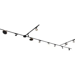 Schienensystem mit 8 Strahlern und 4 Deckenleuchten schwarz 1-phasig - Magnetic Lance Puk