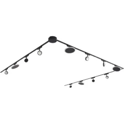 Schienensystem mit 8 Strahlern und 4 Deckenleuchten schwarz 1-phasig - Magnetic Lance Puk