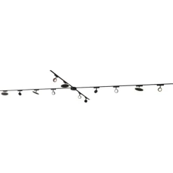 Schienensystem mit 8 Strahlern und 4 Deckenleuchten schwarz 1-phasig - Magnetic Lance Puk