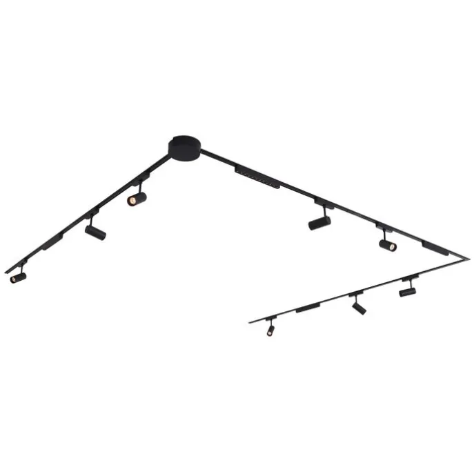 Schienensystem mit 8 Strahlern und 4 Deckenleuchten schwarz 1-phasig - Magnetic Gert Puntua
