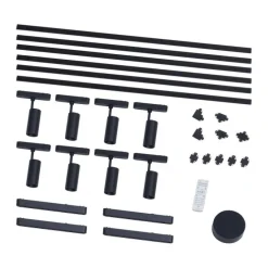 Schienensystem mit 8 Strahlern und 4 Deckenleuchten schwarz 1-phasig - Magnetic Gert Puntua