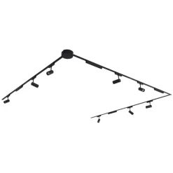 Schienensystem mit 8 Strahlern und 4 Deckenleuchten schwarz 1-phasig - Magnetic Gert Puntua