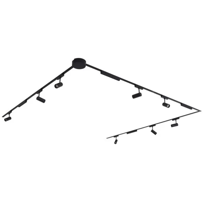Schienensystem mit 8 Strahlern und 4 Deckenleuchten schwarz 1-phasig - Magnetic Gert Puntua
