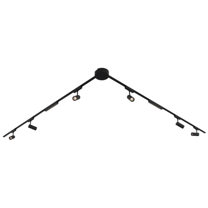 Schienensystem mit 6 Strahlern und 2 Deckenleuchten schwarz 1-phasig - Magnetic Gert Puntua