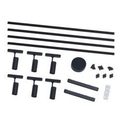 Schienensystem mit 6 Strahlern und 2 Deckenleuchten schwarz 1-phasig - Magnetic Gert Puntua